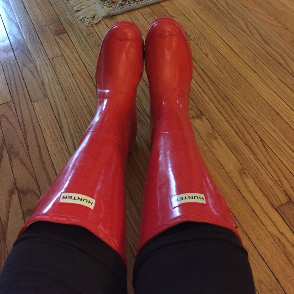 Red authentic Hunter rain boots